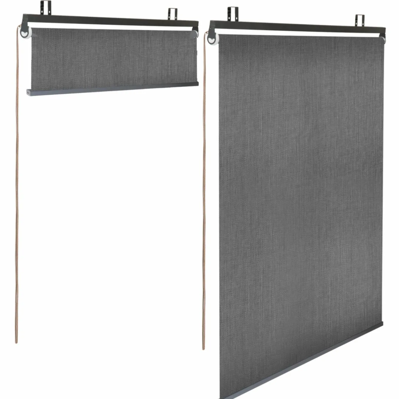 IDMarket Lot de 2 stores enrouleurs tamisants L.124 x H. 225 CM pour pergola gris anthracite* Accessoires Pergolas Et Tonnelles|Pergolas