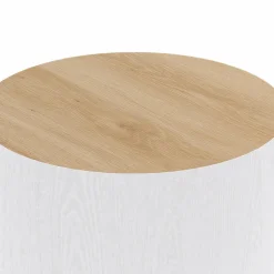 IDMarket Lot de 2 tables basses cylindres gigognes bois et blanc* Tables Basses|Collection Moderne