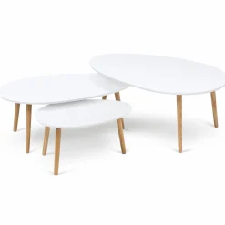 IDMarket Lot de 3 tables basses de salon gigognes scandinaves laquées blanc* Meubles Blancs|Collection Scandinave