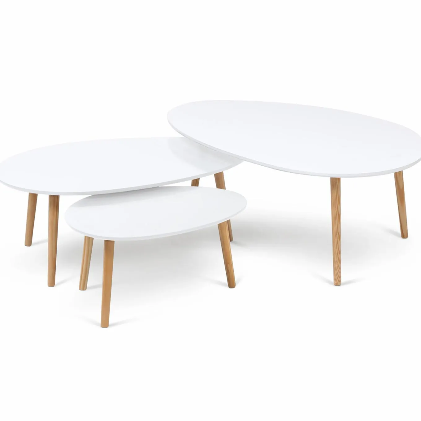 IDMarket Lot de 3 tables basses de salon gigognes scandinaves laquées blanc* Meubles Blancs|Collection Scandinave