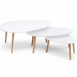 IDMarket Lot de 3 tables basses de salon gigognes scandinaves laquées blanc* Meubles Blancs|Collection Scandinave