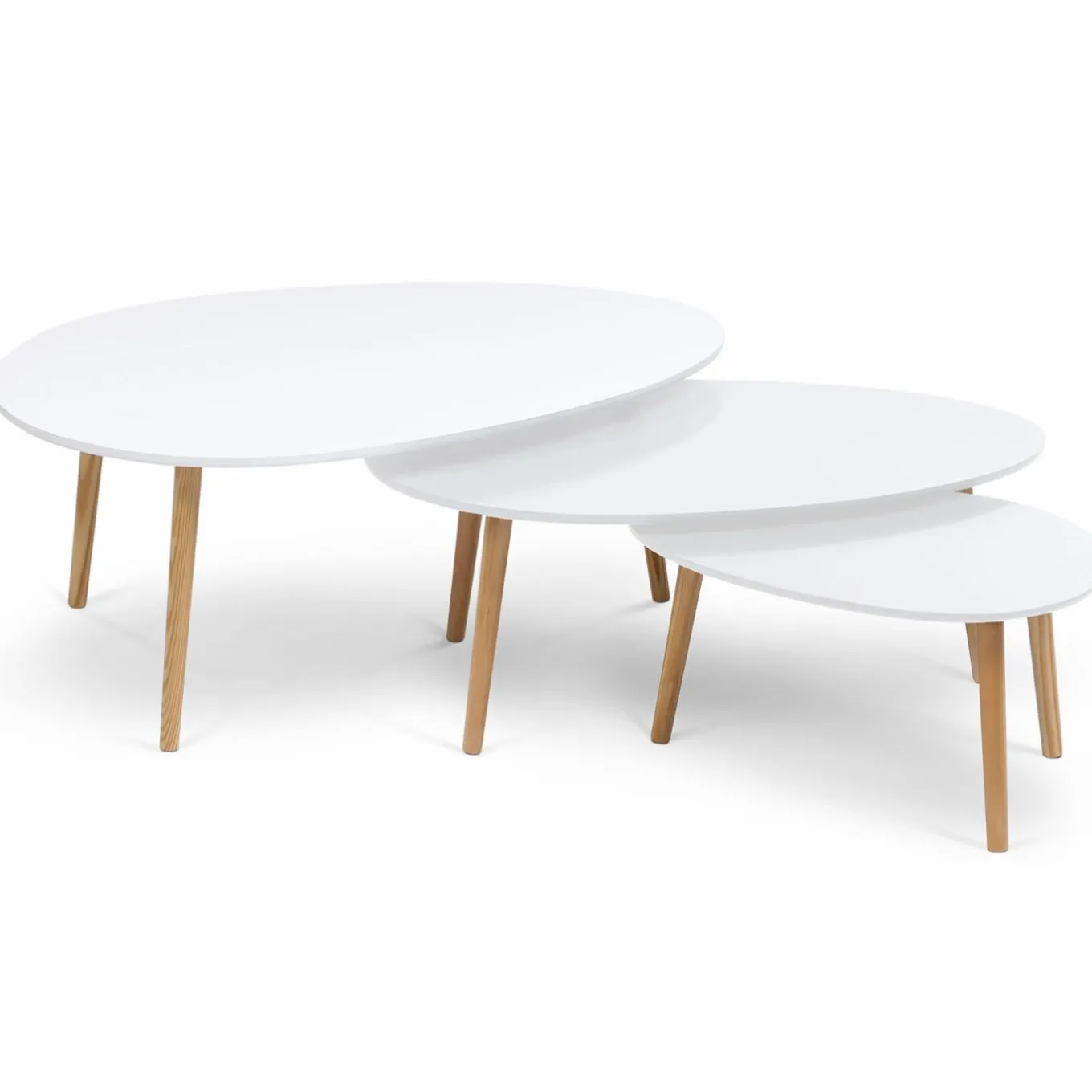 IDMarket Lot de 3 tables basses de salon gigognes scandinaves laquées blanc* Meubles Blancs|Collection Scandinave
