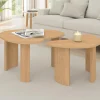 IDMarket Lot de 2 tables basses gigognes 70/50 bois façon hêtre* Tables Basses|Salon Complet