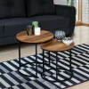 IDMarket Lot de 2 tables basses gigognes rondes style industriel bois foncé* Meubles En Bois|Collection Industrielle