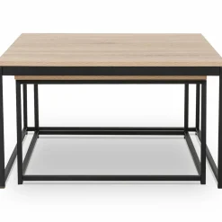 IDMarket Lot de 2 tables basses gigognes industrielles 70x70cm et 60x60 cm* Meubles Bas|Meubles En Bois