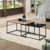 IDMarket Lot de 2 tables basses gigognes industrielles métal noir 60 cm et 70 cm* Collection Métal|Collection Industrielle
