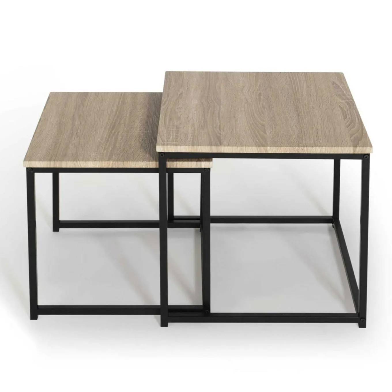 IDMarket Lot de 2 tables basses gigognes style industriel* Collection Industrielle|Salon Complet