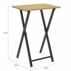 IDMarket Lot de 2 tables d'appoint pliantes bois et métal* Tables Hautes|Tables Basses