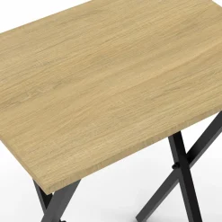 IDMarket Lot de 2 tables d'appoint pliantes bois et métal* Tables Hautes|Tables Basses