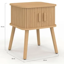 IDMarket Lot de 2 tables de chevet 2 portes coulissantes lattes tasseaux bois coloris chêne* Collection Moderne|Chambre Complète Adulte