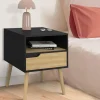 IDMarket Lot de 2 tables de chevet scandinaves avec tiroir bois noir et effet hêtre* Meubles Tiroirs|Meubles Bas