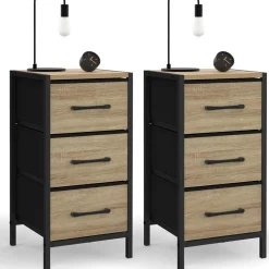 IDMarket Lot de 2 tables de chevet 3 tiroirs* Meubles Tiroirs|Meubles Bas