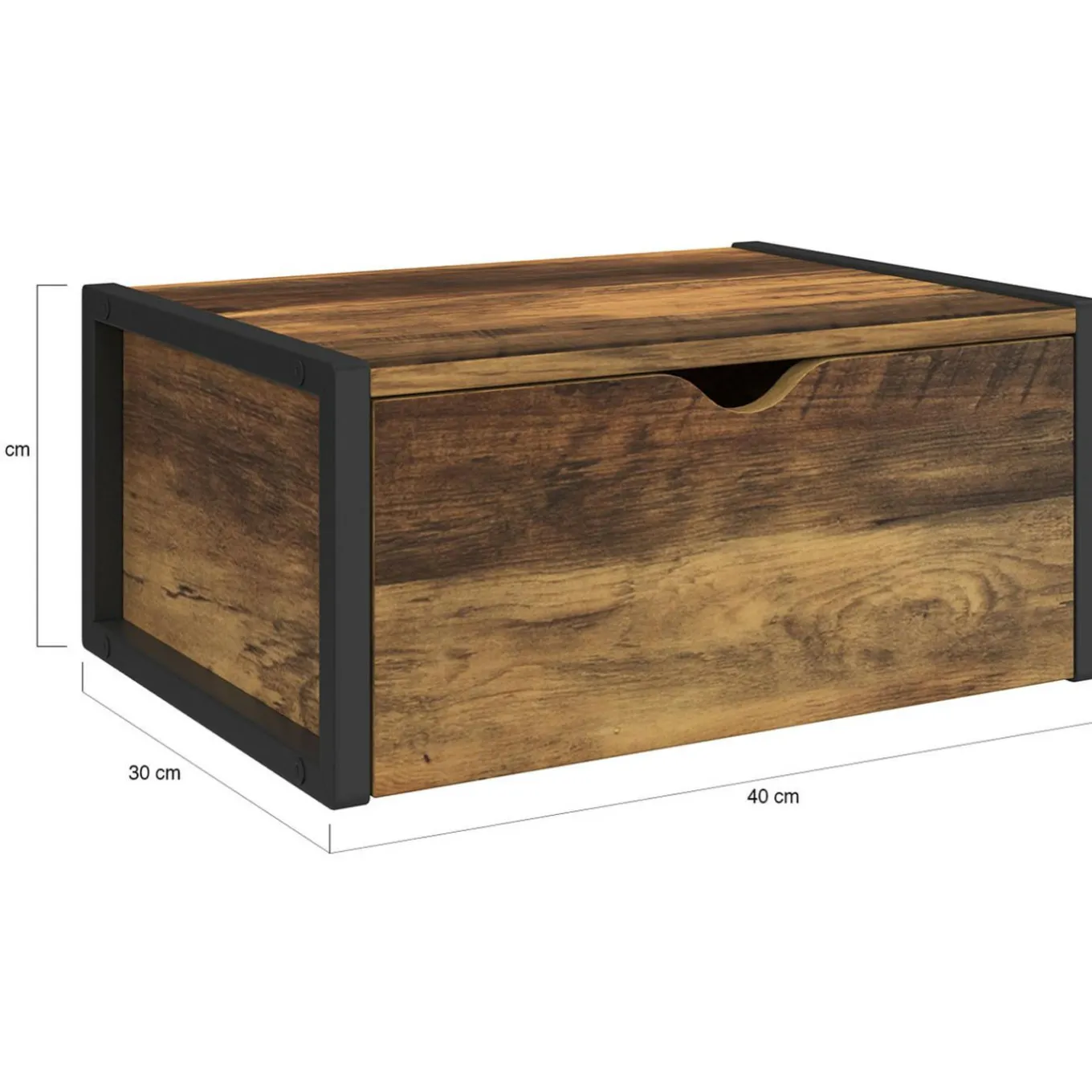 IDMarket Lot de 2 tables de chevet suspendues bois foncé et noir style industriel* Chambre Complète Adulte|Tables De Chevet