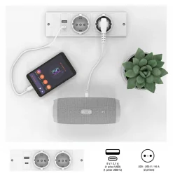 IDMarket Lot de 2 tables de chevet à LED avec station de recharge 1 tiroir et niche* Meubles Bas|Meubles Blancs