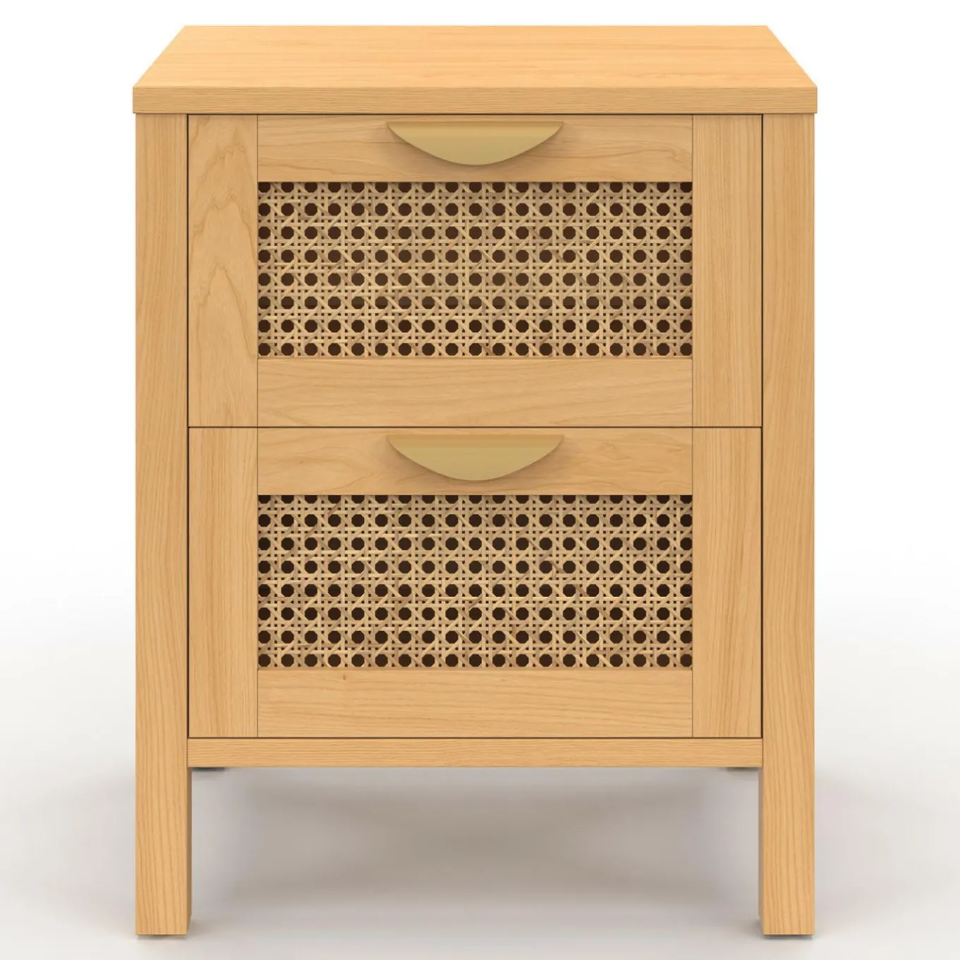 IDMarket Lot de 2 tables de chevet 2 tiroirs cannage et bois* Collection Cannage|Chambre Complète Adulte