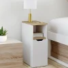 IDMarket Lot de 2 tables de chevet bois et blanc 1 porte avec niche* Tables De Chevet|Chambre Complète Adulte