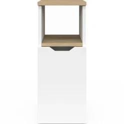 IDMarket Lot de 2 tables de chevet bois et blanc 1 porte avec niche* Tables De Chevet|Chambre Complète Adulte