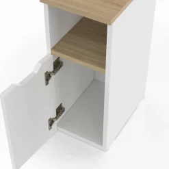 IDMarket Lot de 2 tables de chevet bois et blanc 1 porte avec niche* Tables De Chevet|Chambre Complète Adulte