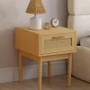 IDMarket lot de 2 tables de chevet en bois cannage effet naturel avec 1 tiroir* Collection Cannage|Chambre Complète Adulte