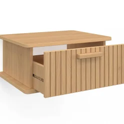 IDMarket Lot de 2 tables de chevet suspendues lattes tasseau bois 1 tiroir* Tables De Chevet|Chambre Complète Adulte