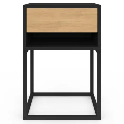 IDMarket Lot de 2 tables de chevet 1 tiroir façon hêtre et 1 niche noire* Collection Moderne|Chambre Complète Adulte