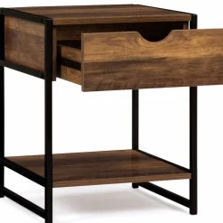 IDMarket Lot de 2 tables de chevet métal et bois foncé* Meubles Bas|Meubles En Bois