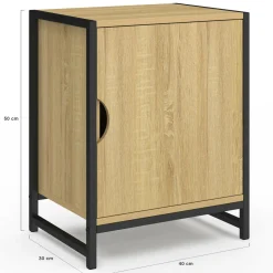 IDMarket Lot de 2 tables de chevet 1 porte design industriel* Collection Industrielle|Petits Meubles