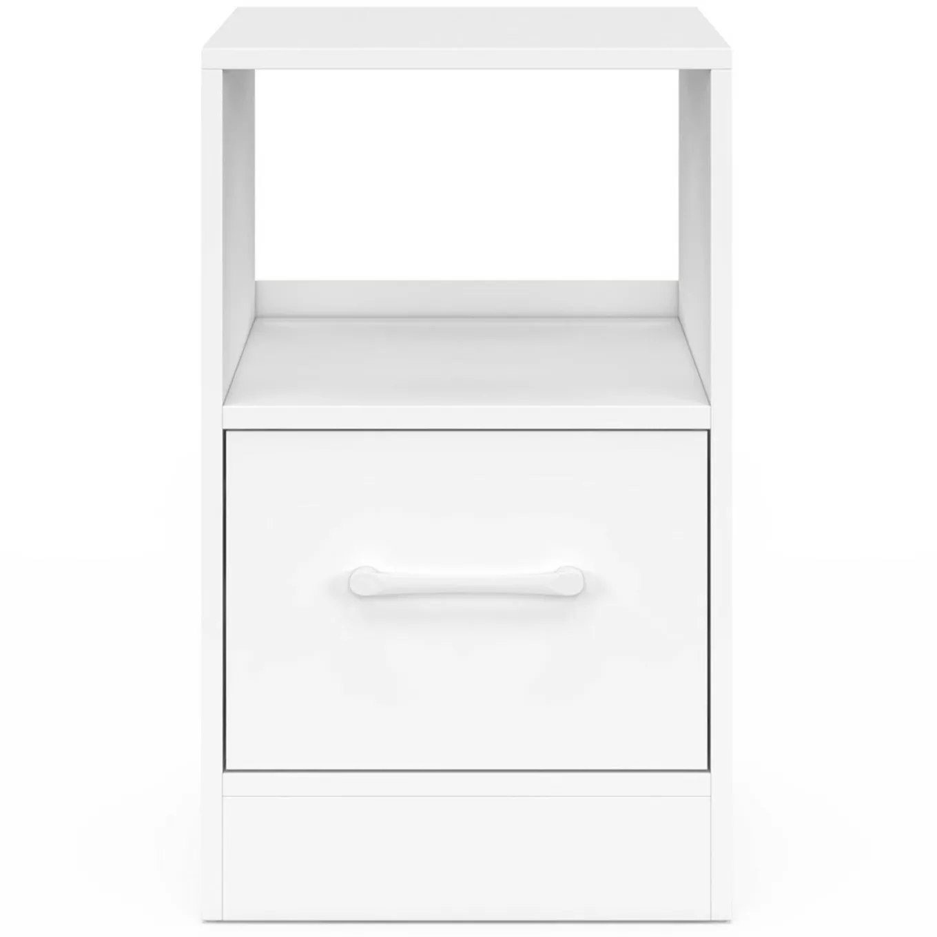 IDMarket Lot de 2 tables de chevet 1 tiroir en tissu avec niche bois blanc* Meubles Tiroirs|Meubles Bas