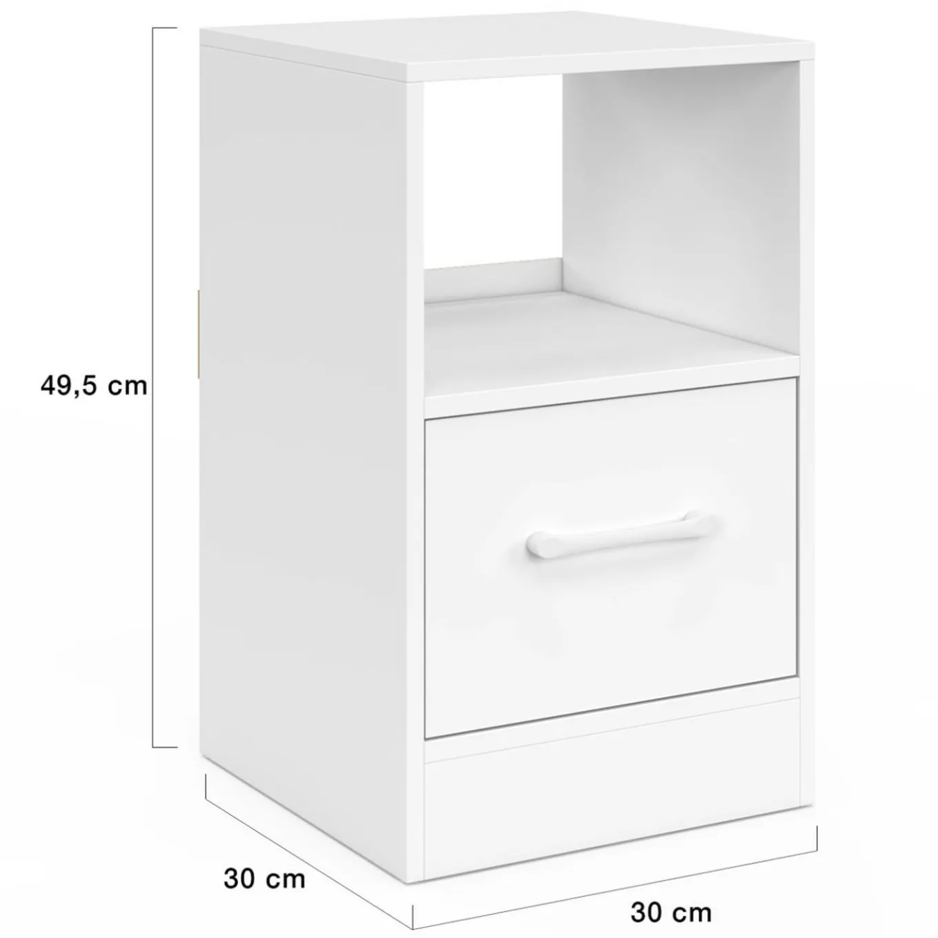 IDMarket Lot de 2 tables de chevet 1 tiroir en tissu avec niche bois blanc* Meubles Tiroirs|Meubles Bas