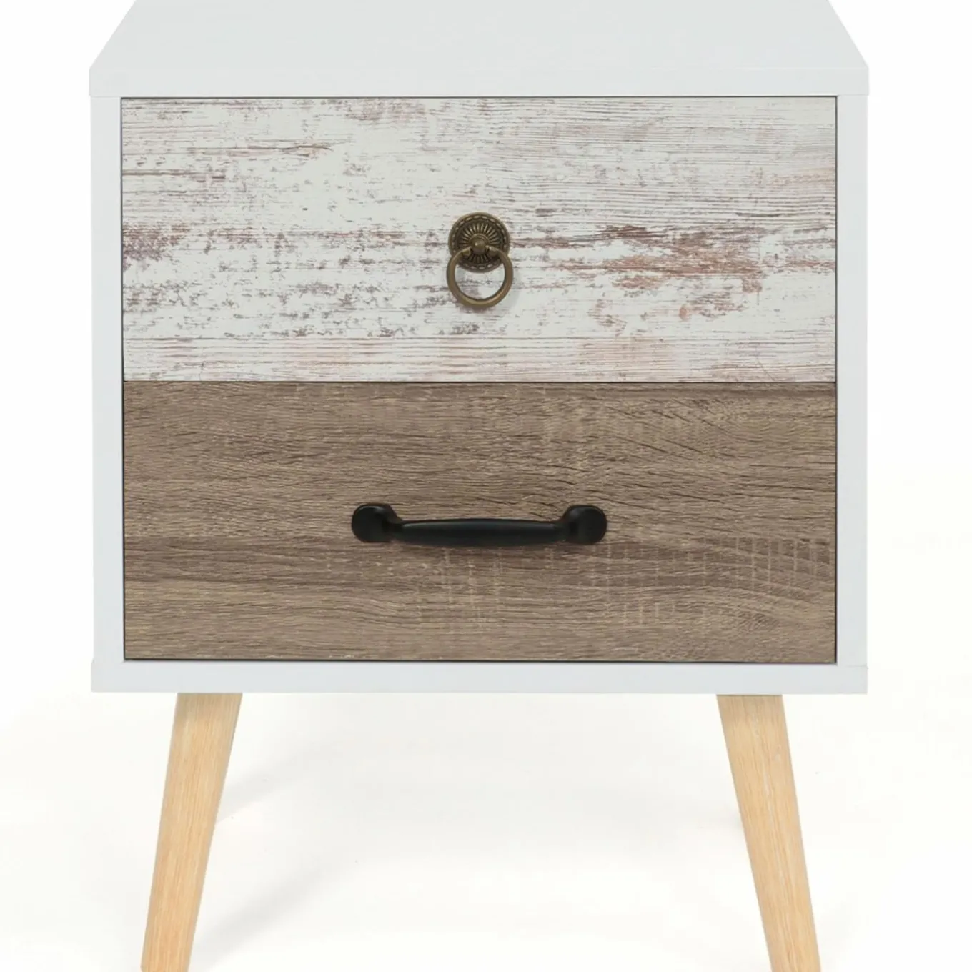 IDMarket Lot de 2 tables de chevet scandinaves avec tiroirs blanc et bois* Meubles Tiroirs|Meubles Bas