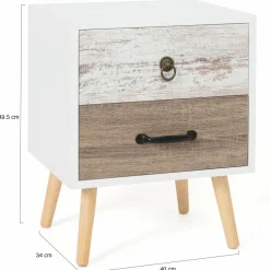 IDMarket Lot de 2 tables de chevet scandinaves avec tiroirs blanc et bois* Meubles Tiroirs|Meubles Bas