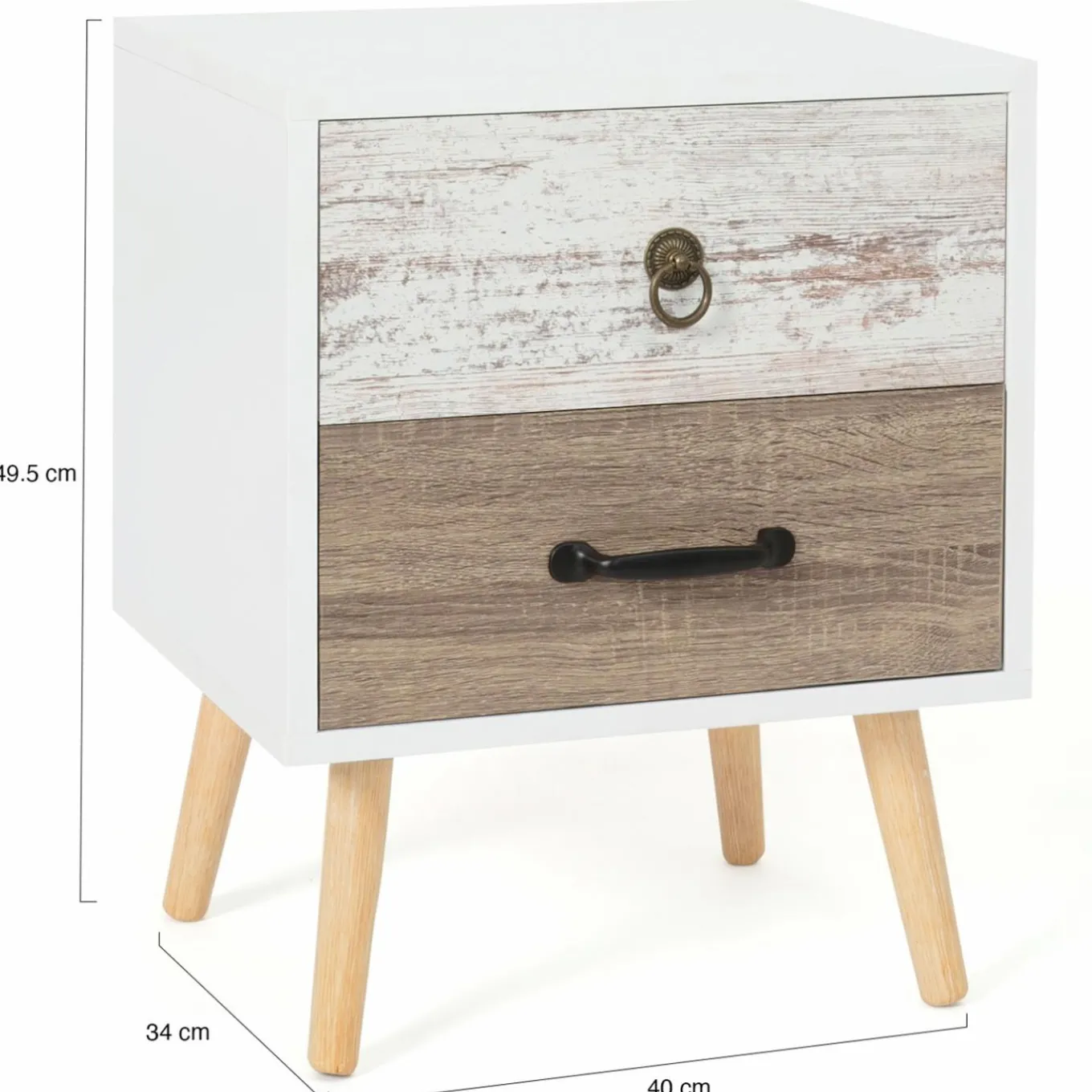 IDMarket Lot de 2 tables de chevet scandinaves avec tiroirs blanc et bois* Meubles Tiroirs|Meubles Bas