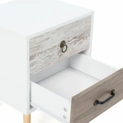 IDMarket Lot de 2 tables de chevet scandinaves avec tiroirs blanc et bois* Meubles Tiroirs|Meubles Bas