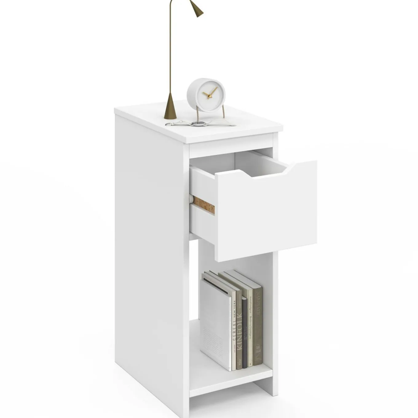 IDMarket Lot de 2 tables de chevet 1 tiroir avec niche blanc* Collection Contemporaine|Tables De Chevet