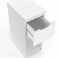 IDMarket Lot de 2 tables de chevet 1 tiroir avec niche blanc* Collection Contemporaine|Tables De Chevet