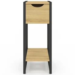 IDMarket Lot de 2 tables de chevet gain de place bois et métal noir 1 tiroir 1 tablette style industriel* Chambre Complète Adulte|Tables De Chevet