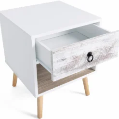 IDMarket lot de 2 tables de chevet blanches effet vieilli 1 tiroir style scandinave* Meubles Tiroirs|Meubles Bas
