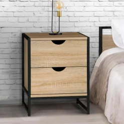 IDMarket Lot de 2 tables de chevet industrielles 2 tiroirs* Meubles Tiroirs|Meubles Bas