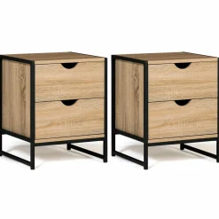 IDMarket Lot de 2 tables de chevet industrielles 2 tiroirs* Meubles Tiroirs|Meubles Bas