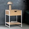 IDMarket Lot de 2 tables de chevet métal blanc et bois* Collection Industrielle|Petits Meubles