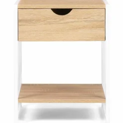 IDMarket Lot de 2 tables de chevet métal blanc et bois* Collection Industrielle|Petits Meubles