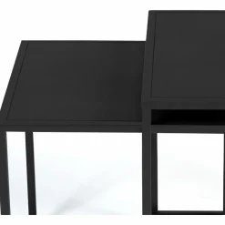 IDMarket Lot de 2 tables gigognes métal noir carrées 40 cm et 45 cm* Meubles Noirs|Collection Métal