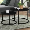 IDMarket Lot de 2 tables gigognes rondes métal noir 54 cm et 70 cm* Meubles Noirs|Collection Métal