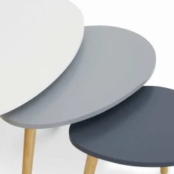 IDMarket Lot de 3 tables gigognes scandinaves laquées blanc et gris* Collection Scandinave|Salon Complet