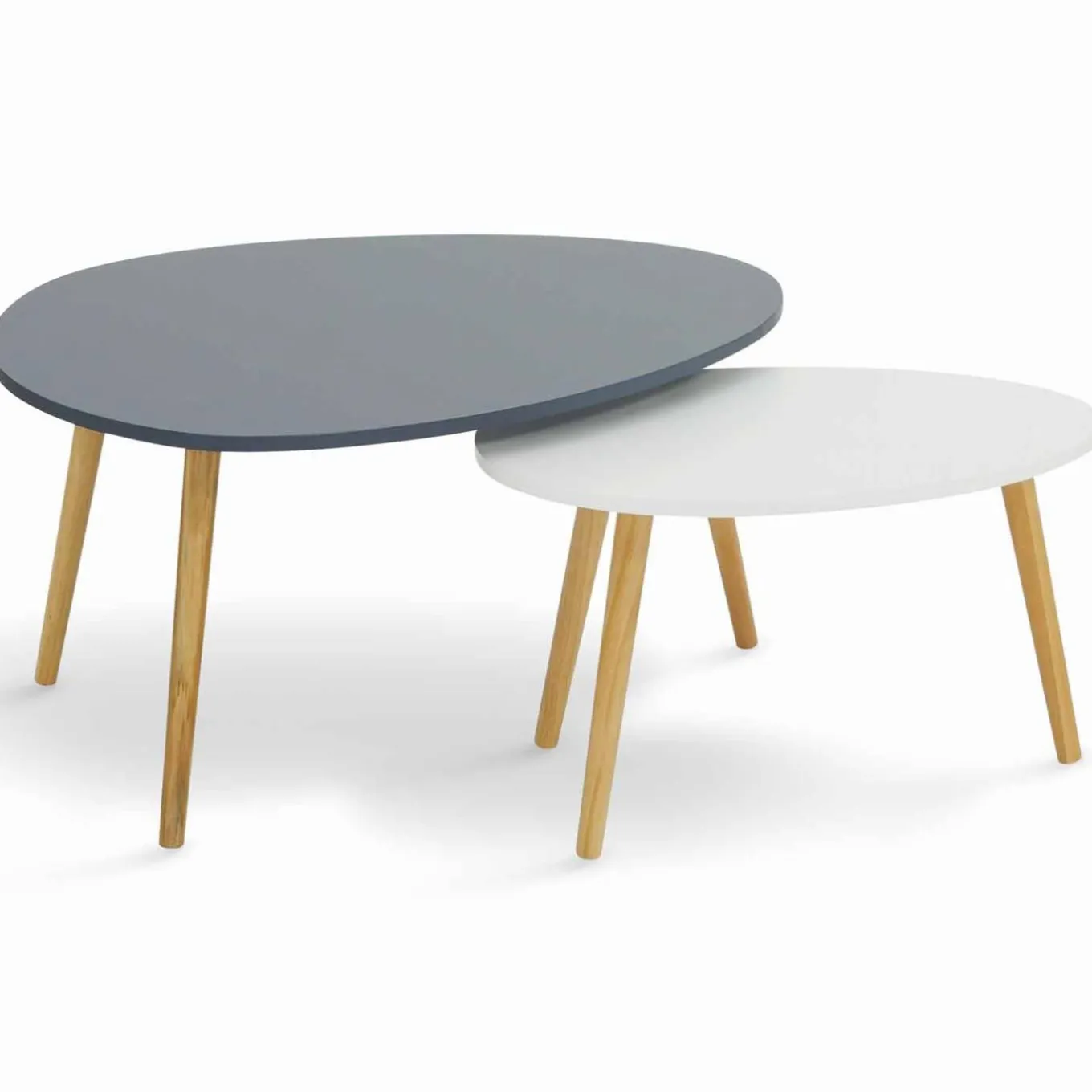 IDMarket Lot de 2 tables gigognes scandinaves laquées blanc et gris* Collection Scandinave|Salon Complet