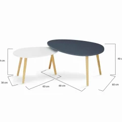 IDMarket Lot de 2 tables gigognes scandinaves laquées blanc et gris* Collection Scandinave|Salon Complet