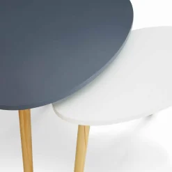 IDMarket Lot de 2 tables gigognes scandinaves laquées blanc et gris* Collection Scandinave|Salon Complet