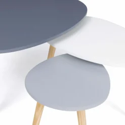 IDMarket Lot de 3 tables gigognes scandinaves laquées blanche, gris clair et gris foncé* Collection Scandinave|Tables Basses