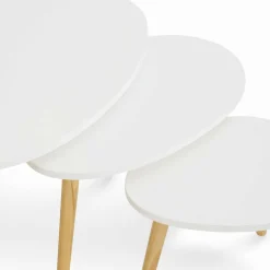 IDMarket Lot de 3 tables gigognes scandinaves laquées blanc* Collection Scandinave|Salon Complet