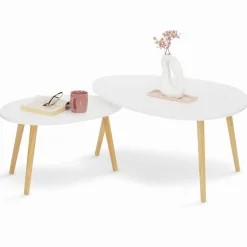 IDMarket Lot de 2 tables gigognes scandinaves laquées blanc* Collection Scandinave|Salon Complet